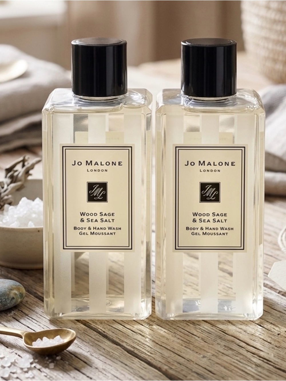 Jo Malone Wood Sage & Sea Salt Body & Hand Wash - 100ml each 2 Total